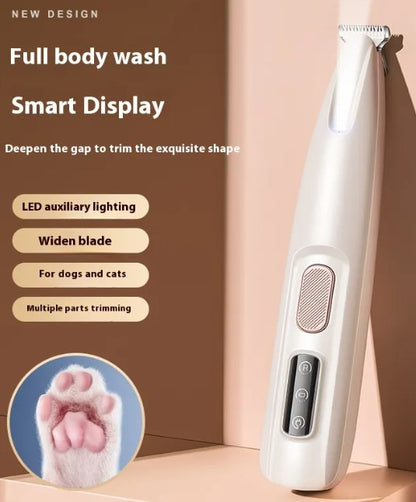 Dog Paw Trimmer with LED Light – Quiet & Cordless