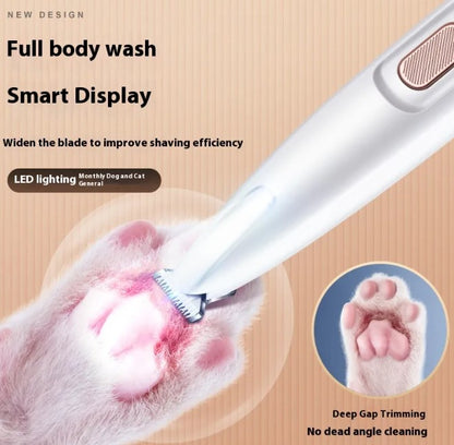 Dog Paw Trimmer with LED Light – Quiet & Cordless