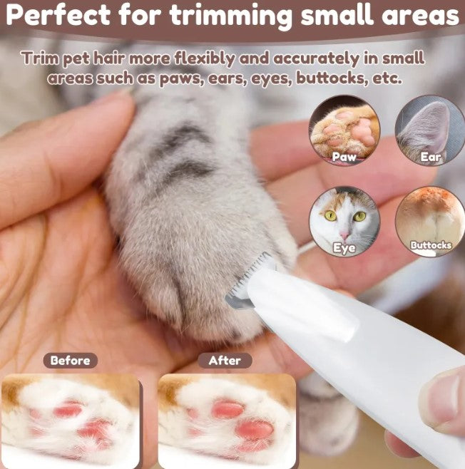 Dog Paw Trimmer with LED Light – Quiet & Cordless