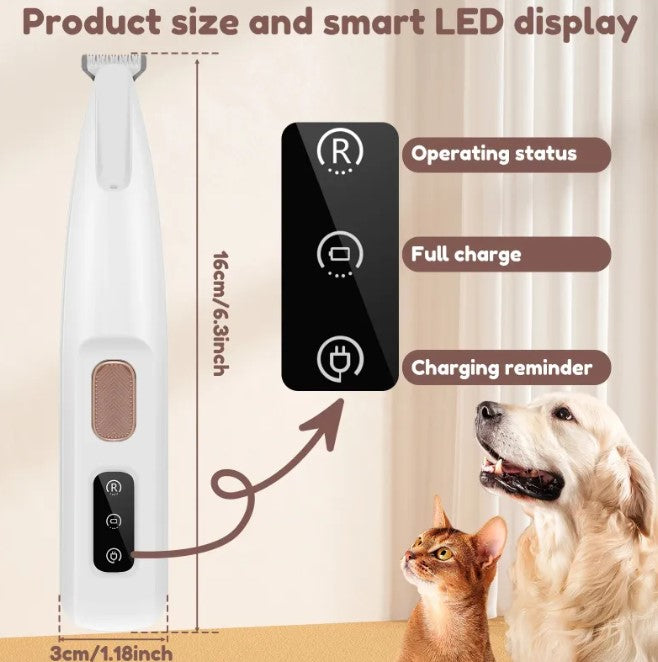 Dog Paw Trimmer with LED Light – Quiet & Cordless