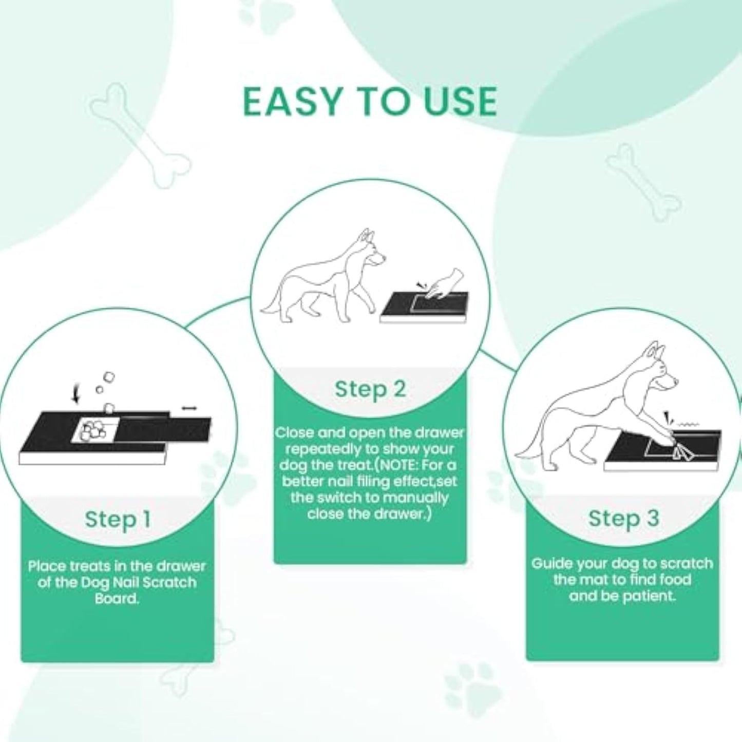 Three-step guide to using the dog nail scratch board