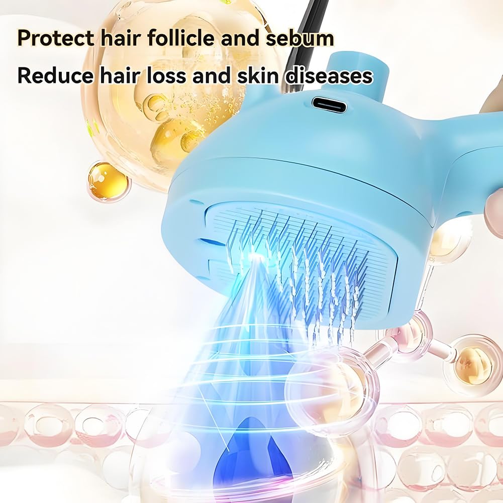 Steam grooming brush that protects the coat and reduces shedding